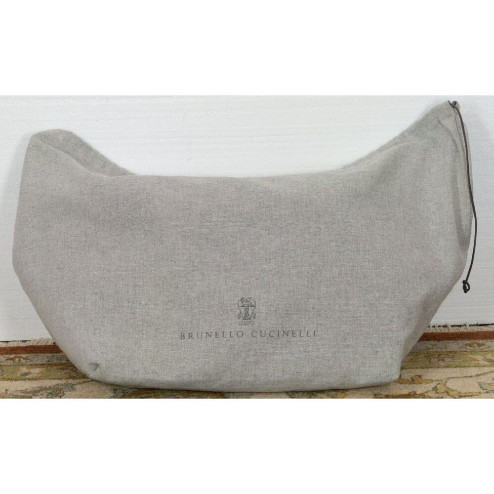 $6995 BRUNELLO CUCINELLI LEATHER LARGE TOTE BAAG WITH MONILI CHAIN DETAIL BROWN - Picture 9 of 9